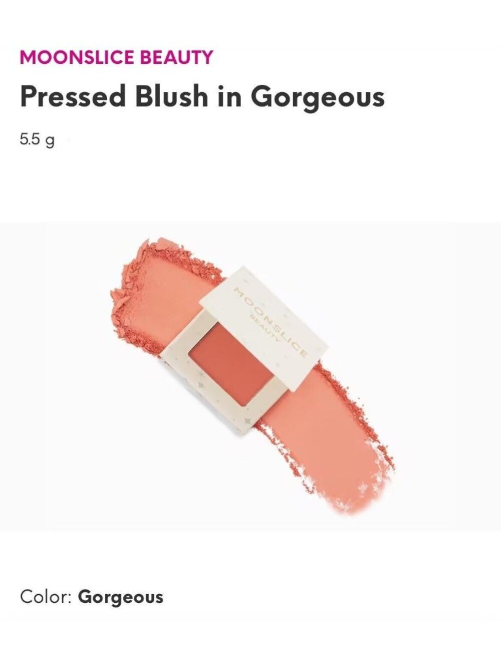 Moonslice Beauty Pressed Blush in GORGEOUS .19oz/5.5g NEW